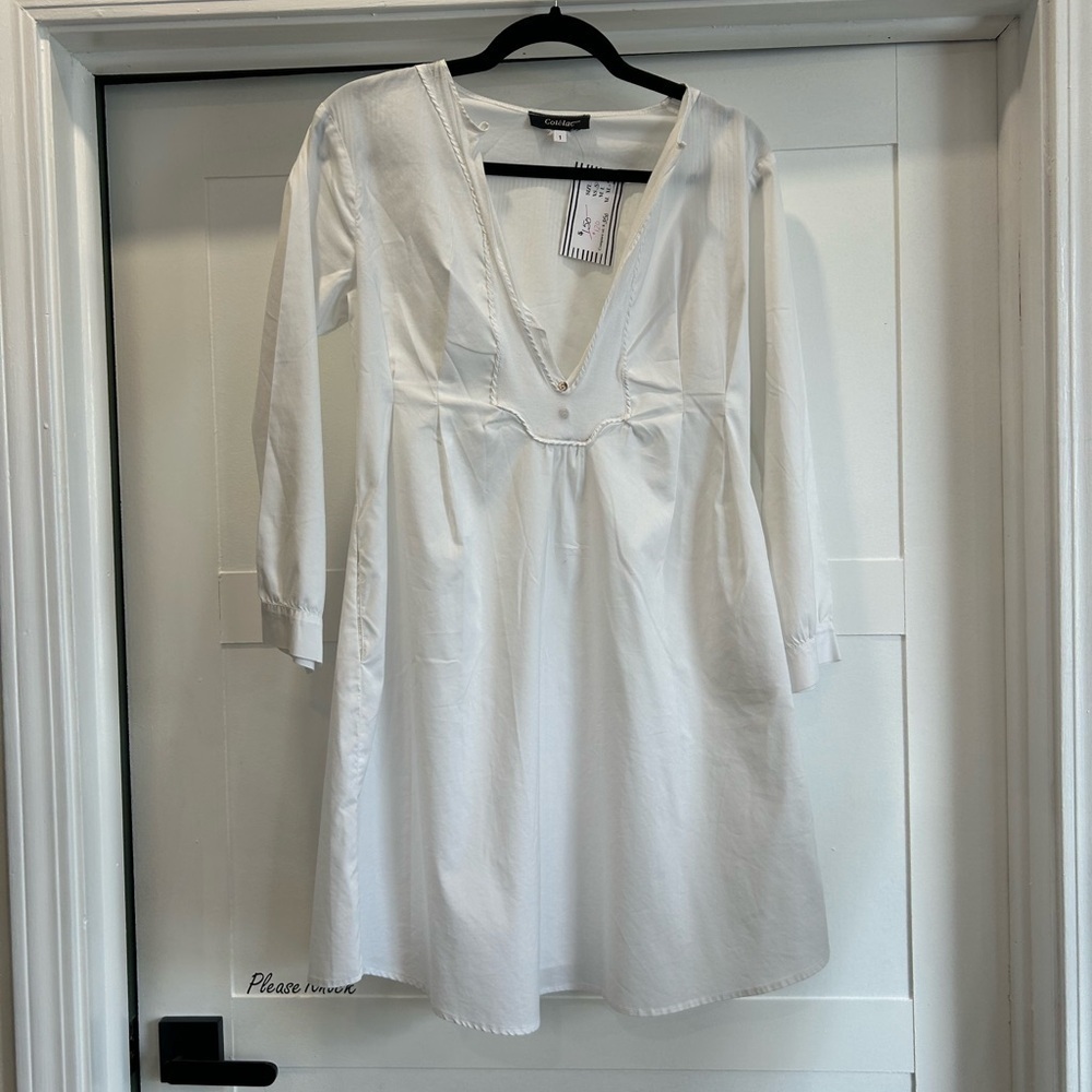 Cotelac White V-Neck shirt Dress size XS